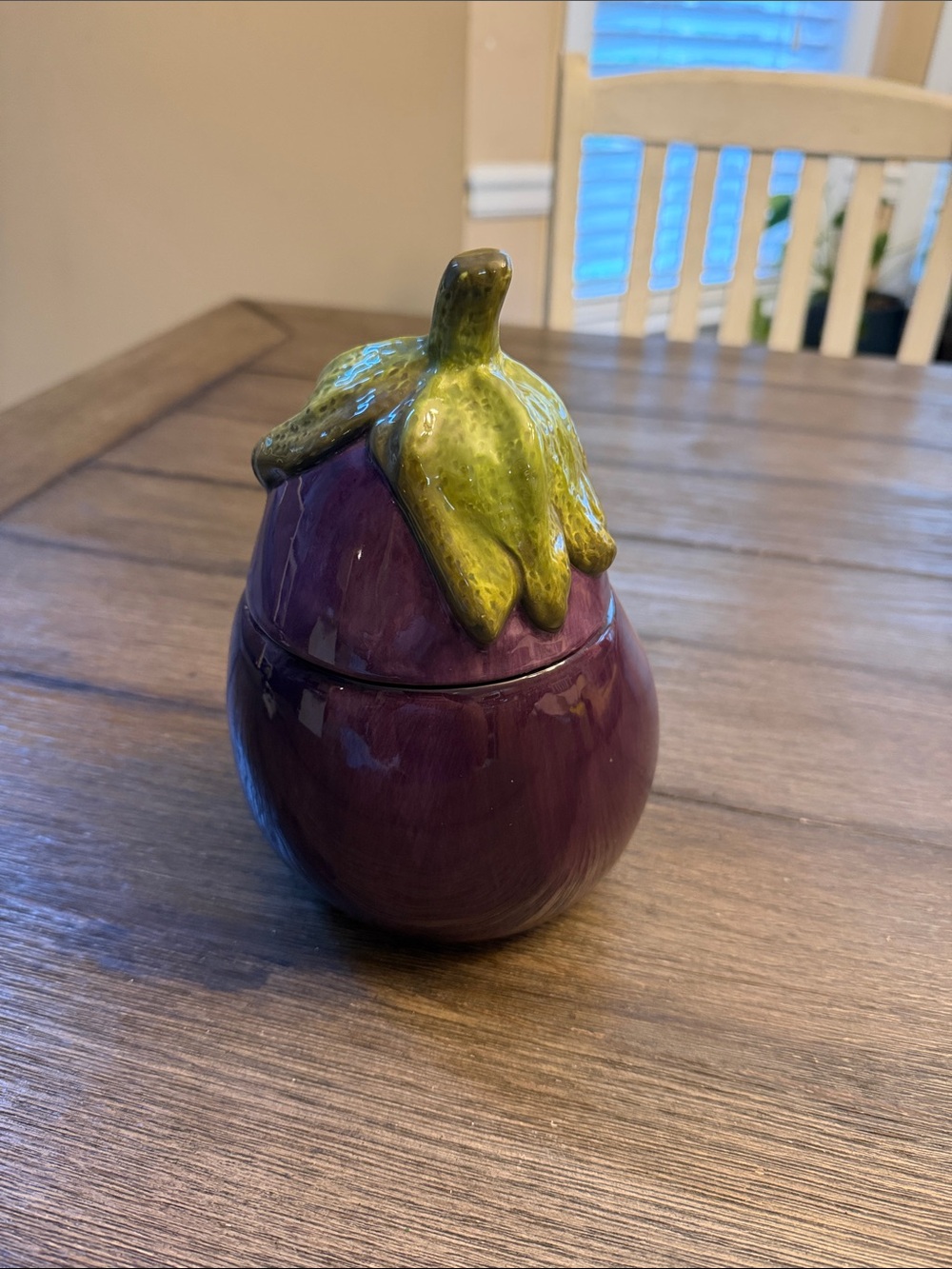 Home Interiors Purple Eggplant Canister Cookie Jar Vintage 8"